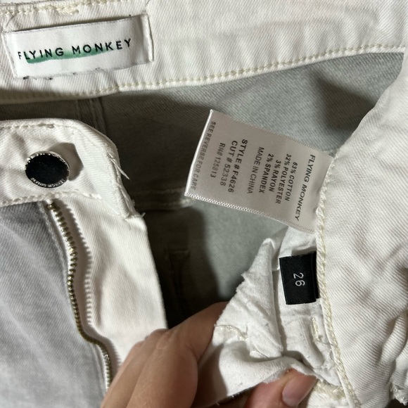 Flying Monkey White + Gray Invincible - Super High Rise Stretch Boyfriend Jeans - Picture 4 of 6